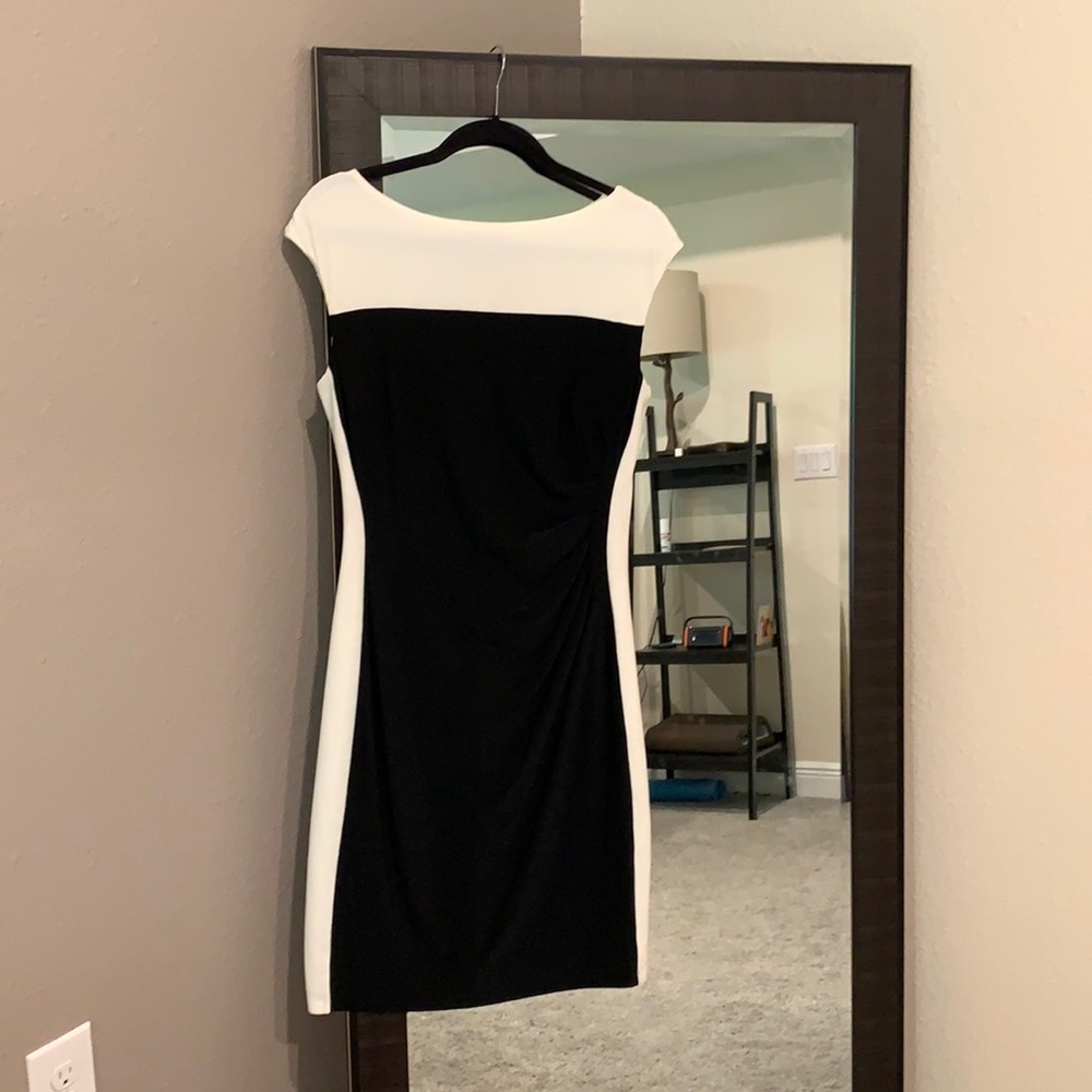 Chaps Navy and Creme Dress